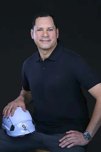 Construction professional with hard hat during a business branding photography session in New York